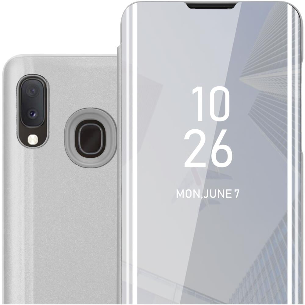 Custodia Compatibile Con Samsung Galaxy A20e In Agata Argento - Clear View Specchio Coperchio Protettivo Con Funzione Di Supporto Protezione A 360 Gradi - Foto 1