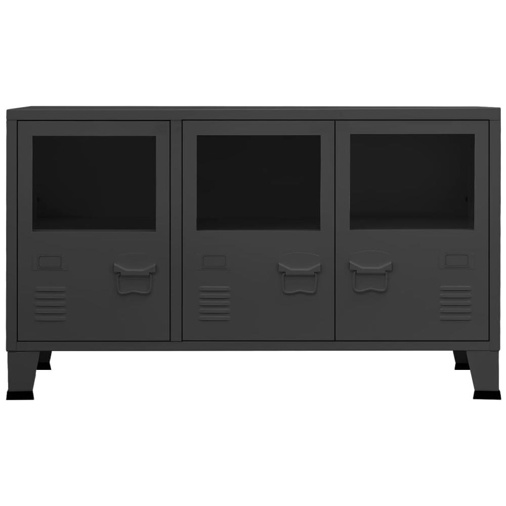 Credenza Antracite Industriale 105x35x62 Cm In Metallo E Vetro - Foto 3