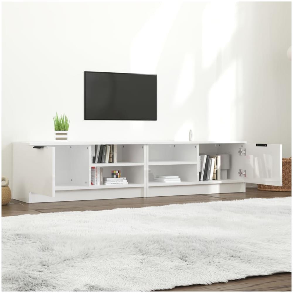Mobili Porta Tv 2pz Bianco Lucido 80x35x45 Cm Legno Multistrato - Foto 2