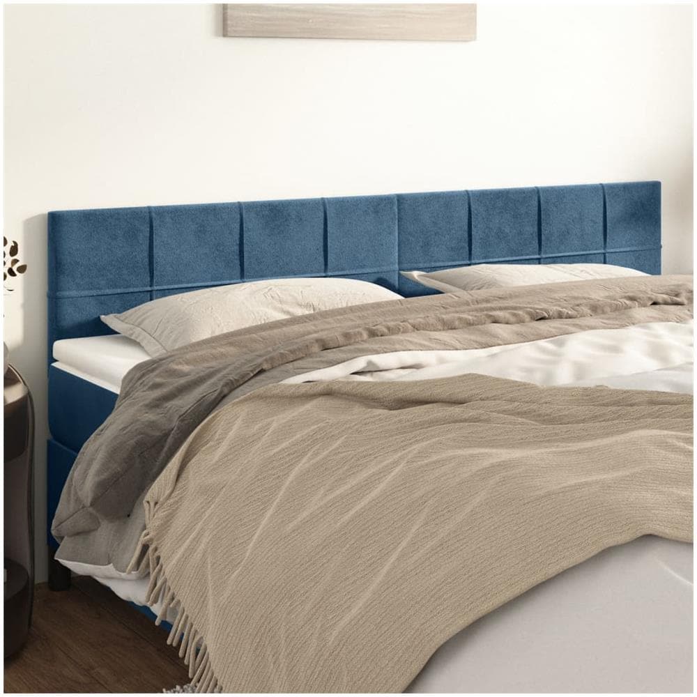 Testiera 2 Pz Blu Scuro 80x5x78/88 Cm In Velluto - Foto 1
