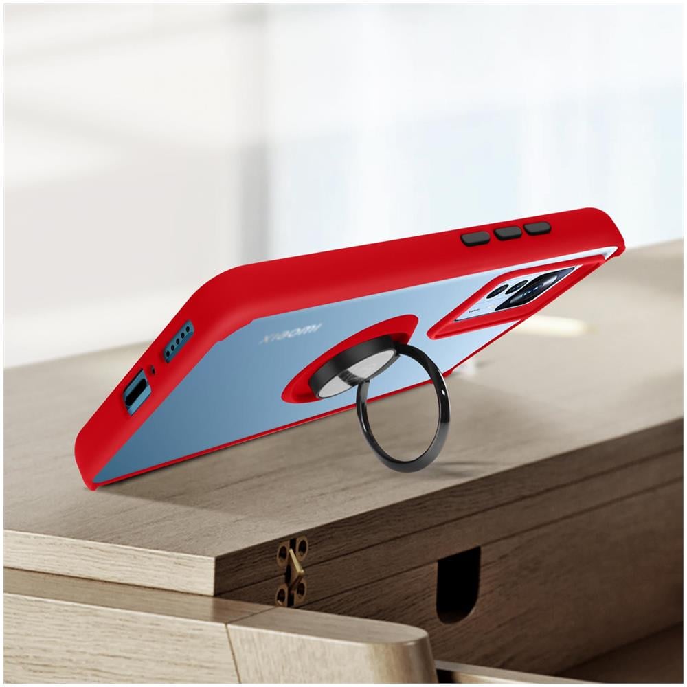 Cover Xiaomi 12t / 12t Pro Bimateria Anello Metallico Supporto Rossa - Foto 5