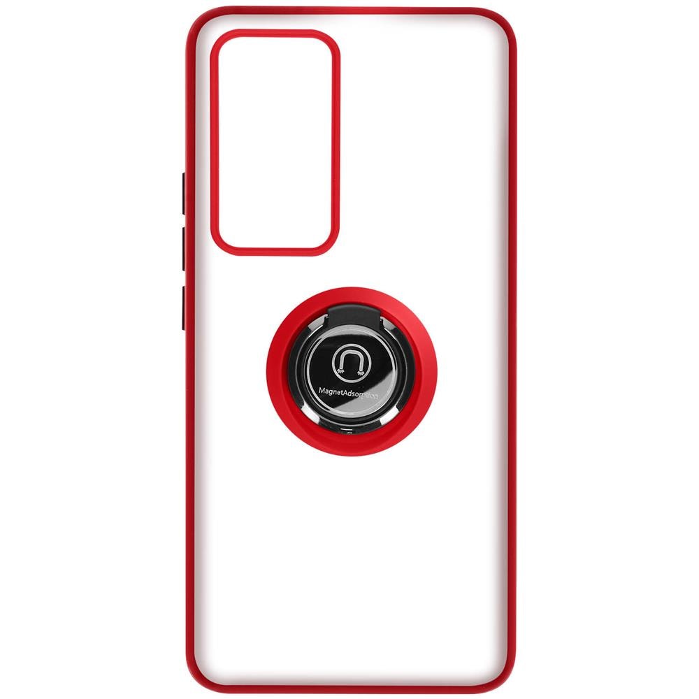 Cover Xiaomi 12t / 12t Pro Bimateria Anello Metallico Supporto Rossa - Foto 1