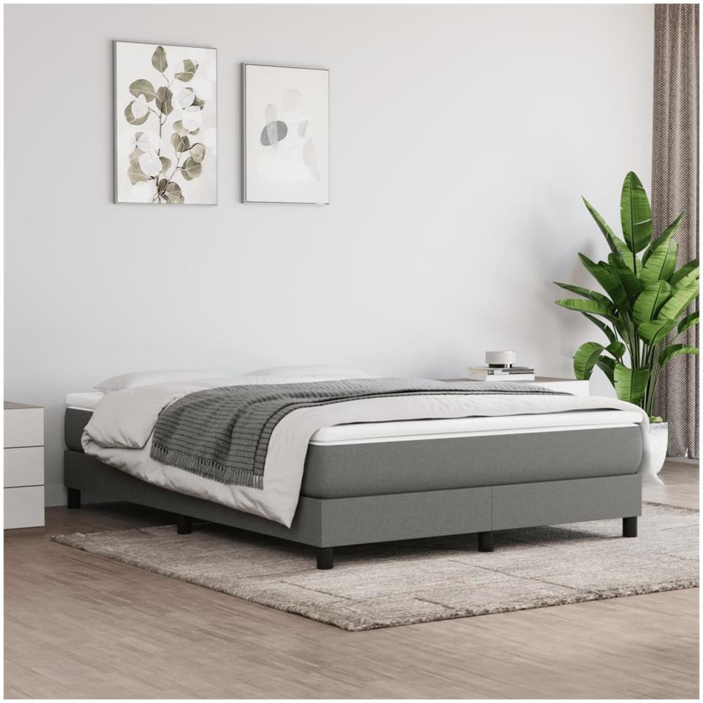 Giroletto A Molle Con Materasso Grigio Scuro 140x200cm Tessuto - Foto 1