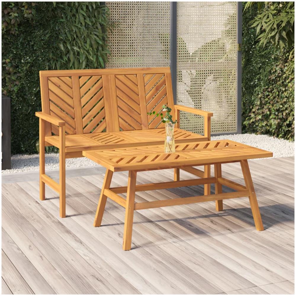 Set Salotto Da Giardino 2 Pz In Legno Massello Di Acacia - Foto 1