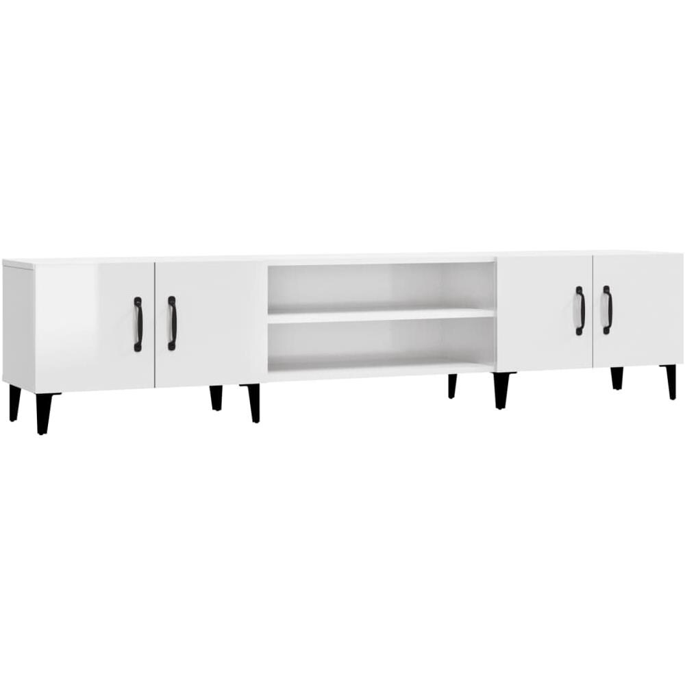 Mobile Porta Tv Bianco Lucido 180x31,5x40 Cm Legno Multistrato - Foto 2