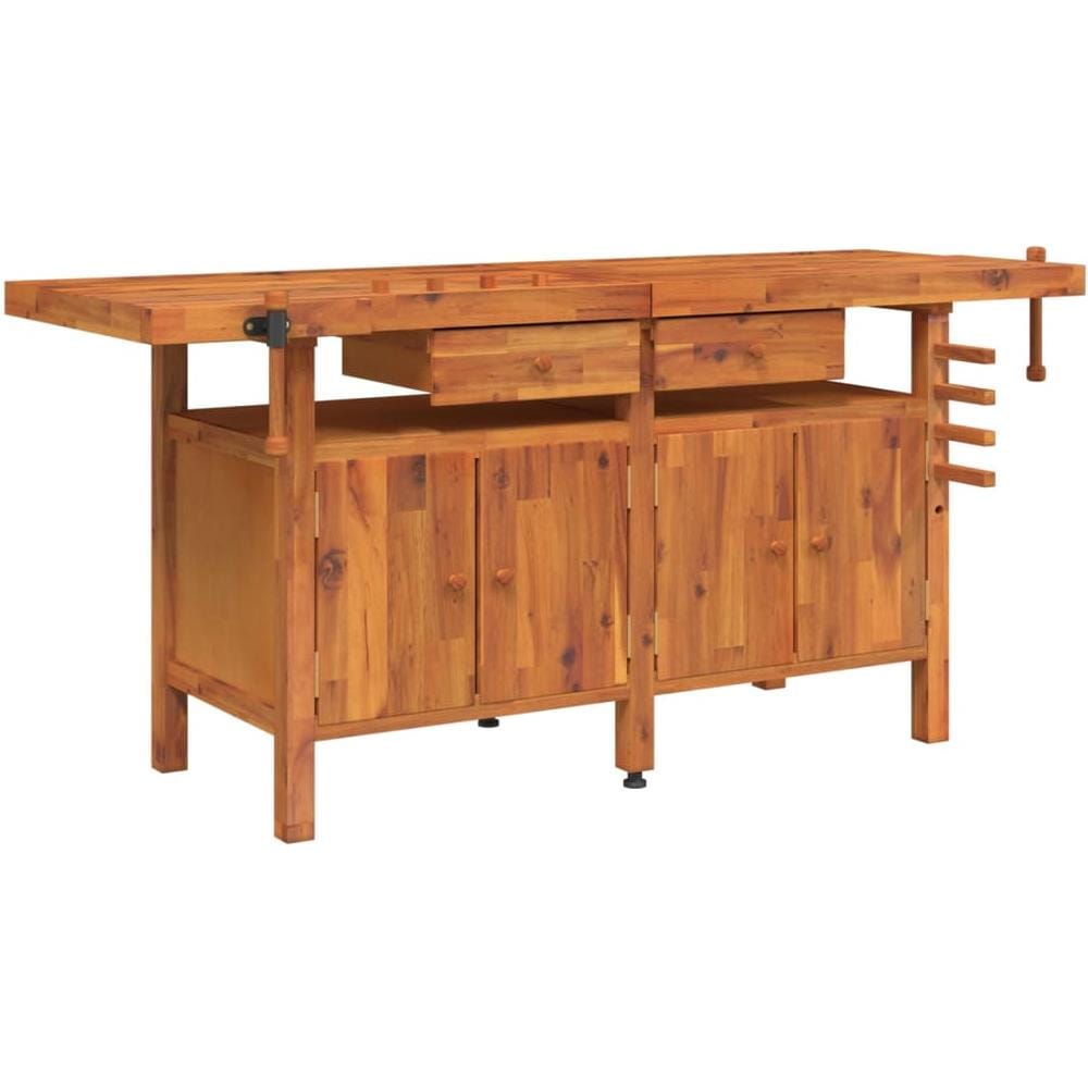 Banco Lavoro Cassetti E Morse 192x62x83cm Legno Massello Acacia - Foto 2