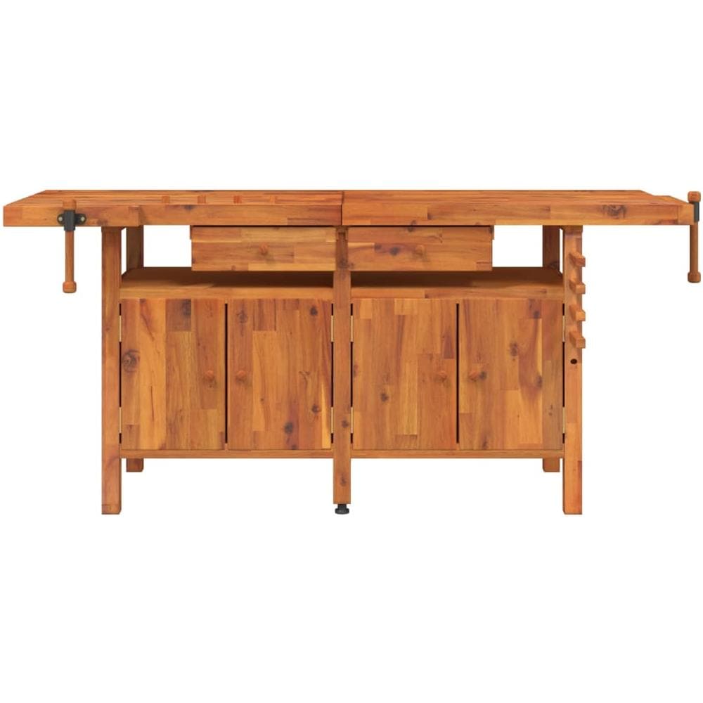 Banco Lavoro Cassetti E Morse 192x62x83cm Legno Massello Acacia - Foto 3