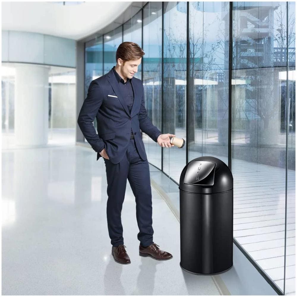 Pattumiera Con Coperchio A Pressione 40 L Nero Opaco - Foto 1