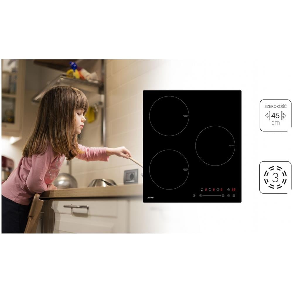 Piano Cottura MPM 45-IM-07 da Incasso 3 Zone Cottura da 45 cm Colore Nero - Foto 2