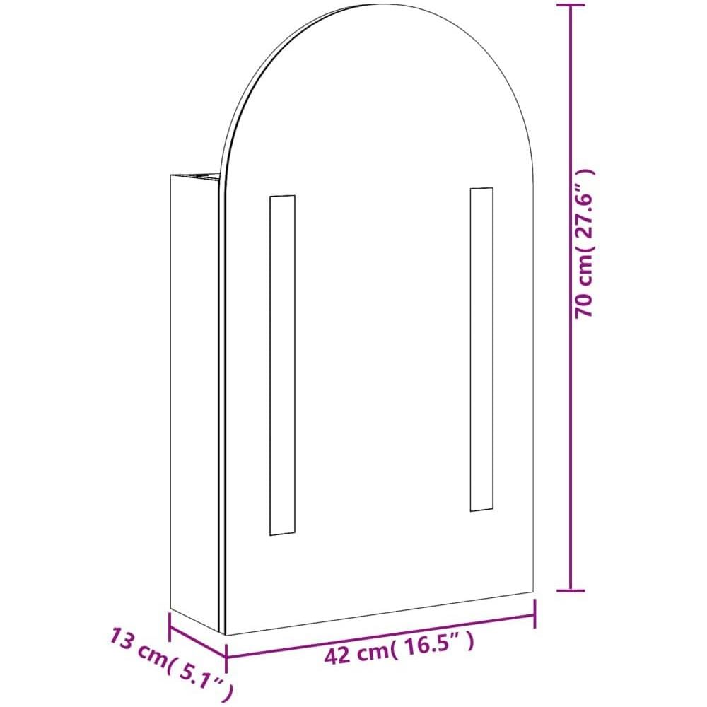 Armadietto Bagno con Specchio e LED ad Arco Bianco 42x13x70 cm - Foto 10