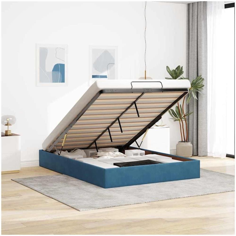 Struttura Letto Pouf senza Materasso 140x190 cm in Velluto - Foto 2