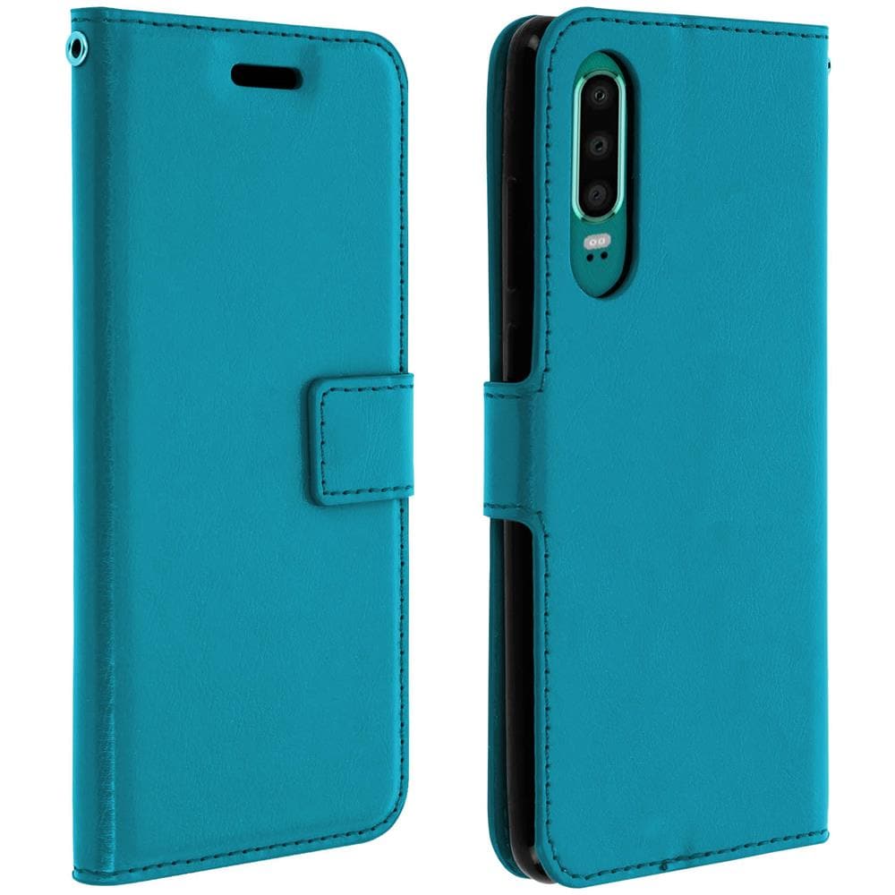 Custodia A Libro Huawei P30 Portacarte Funzione Supporto - Blu - Foto 1