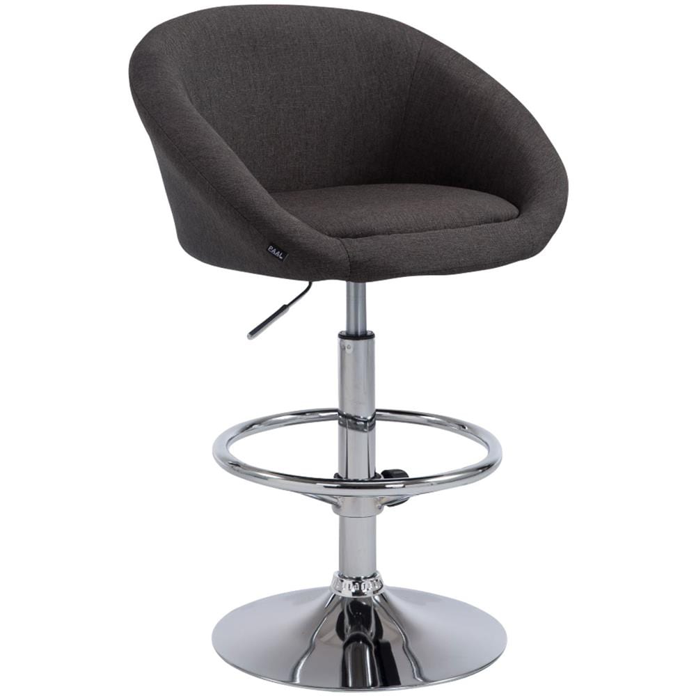 Set 2x Sgabelli Imbottiti Lounge Miami In Tessuto I Coppia Sgabelli Bar Cucina Poltroncine Con Schienale Grigio Scuro Metallo Cromato - Foto 1