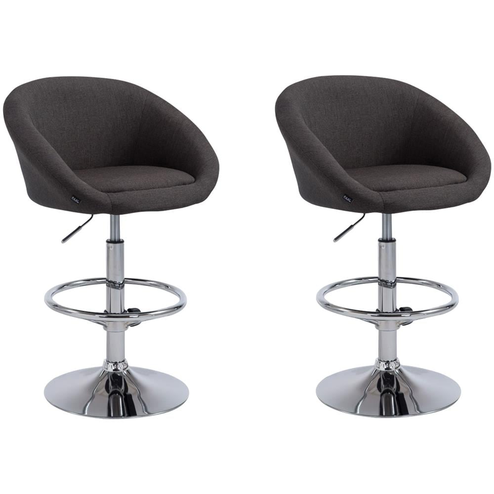 Set 2x Sgabelli Imbottiti Lounge Miami In Tessuto I Coppia Sgabelli Bar Cucina Poltroncine Con Schienale Grigio Scuro Metallo Cromato - Foto 5