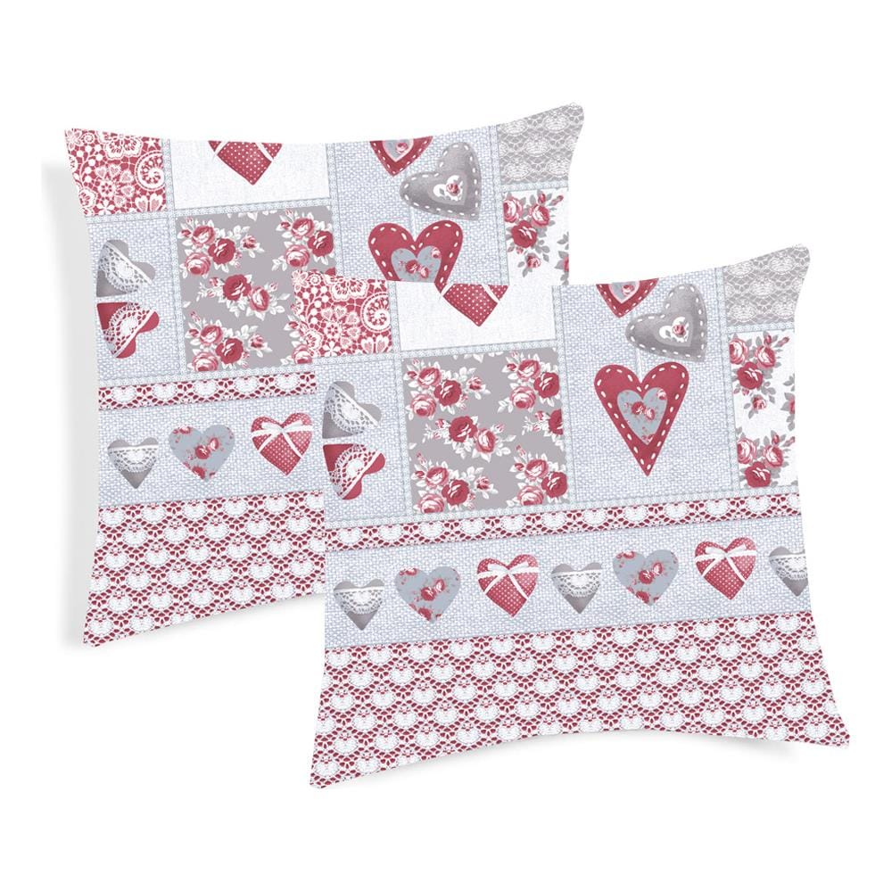 Coppia Cuscini Arredo Imbottiti 40x40 Disegno Primavera Colore Rosso   - Foto 1