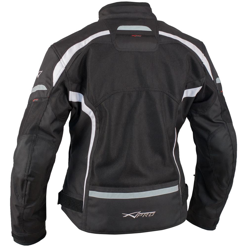 Donna Giacca Moto Tessuto Impermeabile Traspirante Riflettente Bianco M - Foto 2