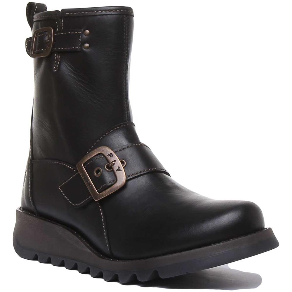 Pelle Fly London Sino525 Stivaletti Vitello In Nero Per Le Donne - Foto 1