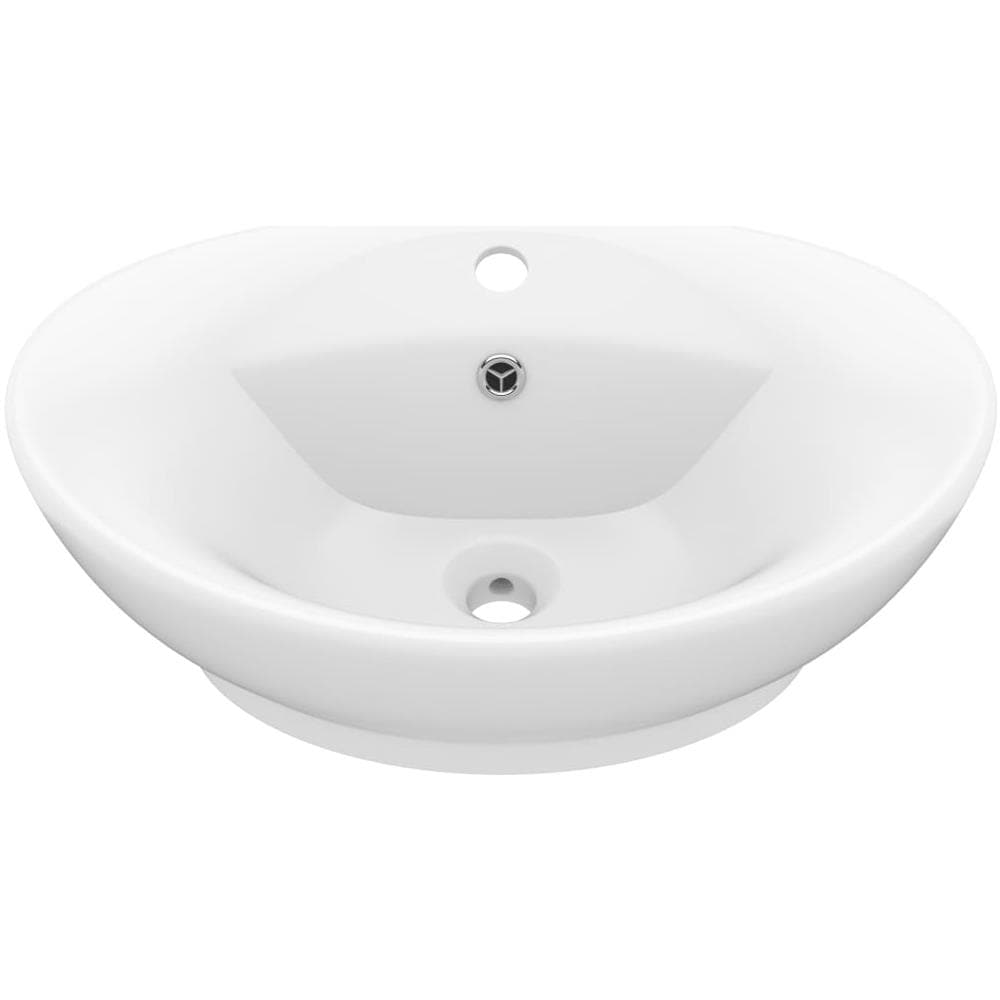 Lavandino con Troppopieno Ovale Bianco Opaco 58,5x39cm Ceramica - Foto 1