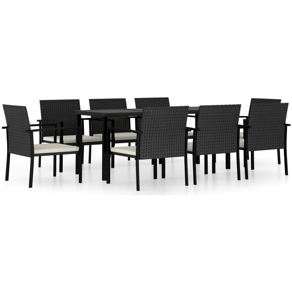 Set Da Pranzo Da Giardino 9 Pz In Polyrattan Nero - Foto 1