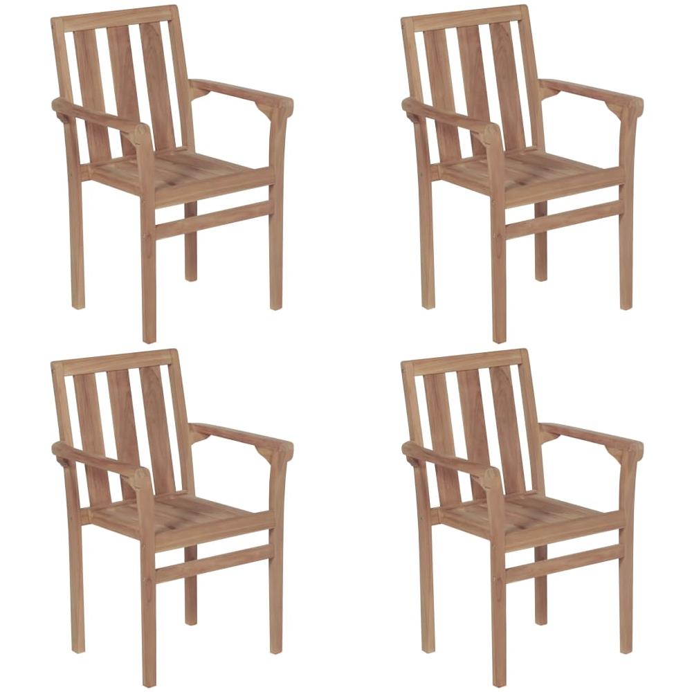 Sedie da Giardino Impilabili con Cuscini 4 pz Massello di Teak - Foto 2