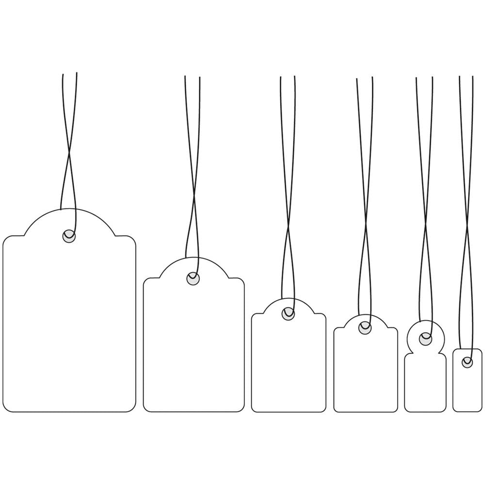 Strung marking tags 25x38mm with red string 1000 pcs. , Bianco, Contents / pack - 1000 pcs, 25 x 38 mm, string red - Foto 1