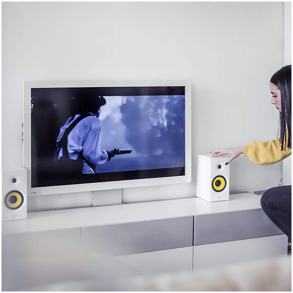 R1080BT Coppia Diffusori Attivi Bass Reflex 2.0 Potenza 24 Watt Bluetooth Colore Bianco - Foto 7