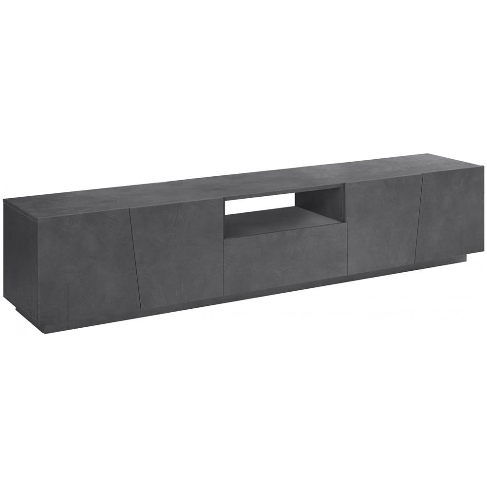 Mobile Porta Tv Paul, Credenza Bassa Da Soggiorno, Base Porta Televisione, 100% Made In Italy, Cm 220x43h46, Ardesia, Con Luce Led - Foto 2