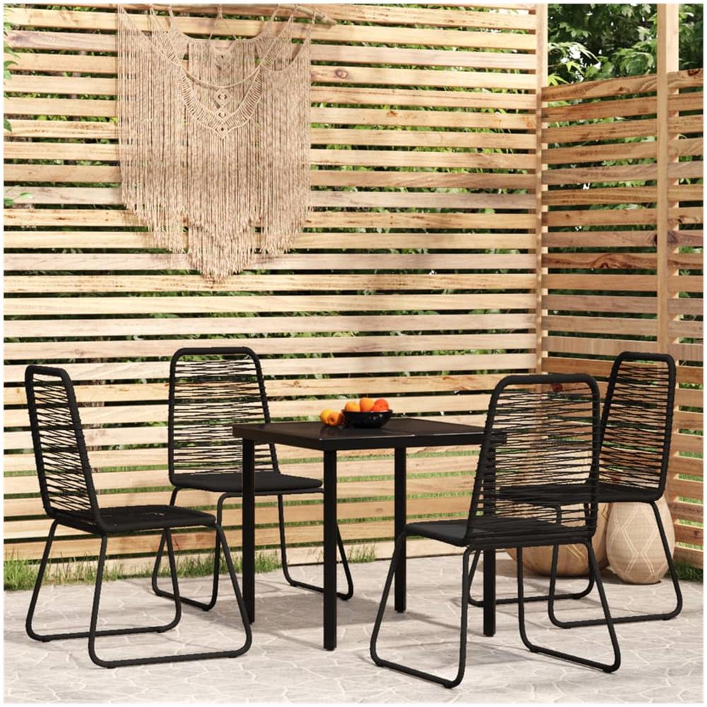 Set Mobili Da Pranzo Per Giardino 5 Pz Nero - Foto 1