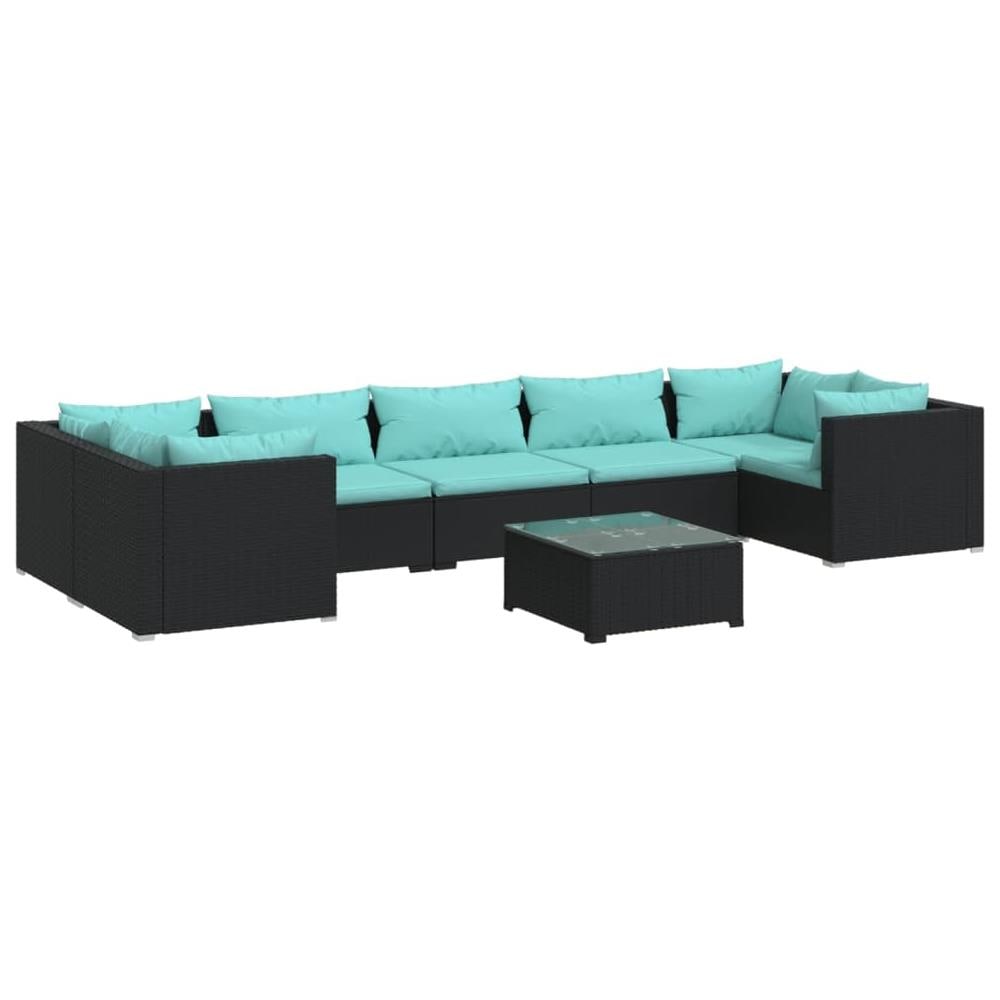 Set Divani Da Giardino 8 Pz Con Cuscini In Polyrattan Nero - Foto 1