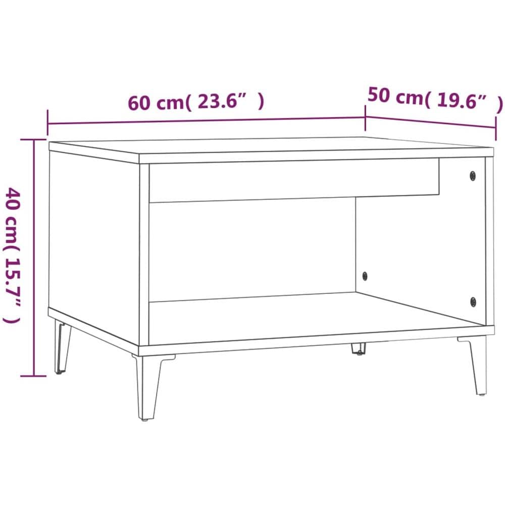 Tavolino Da Salotto Rovere Marrone 60x50x40cm Legno Multistrato - Foto 6