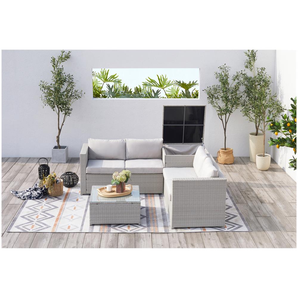 Salotto Da Giardino 4 Post In Resina Intrecciata Grigio Chiaro Silang - Foto 2