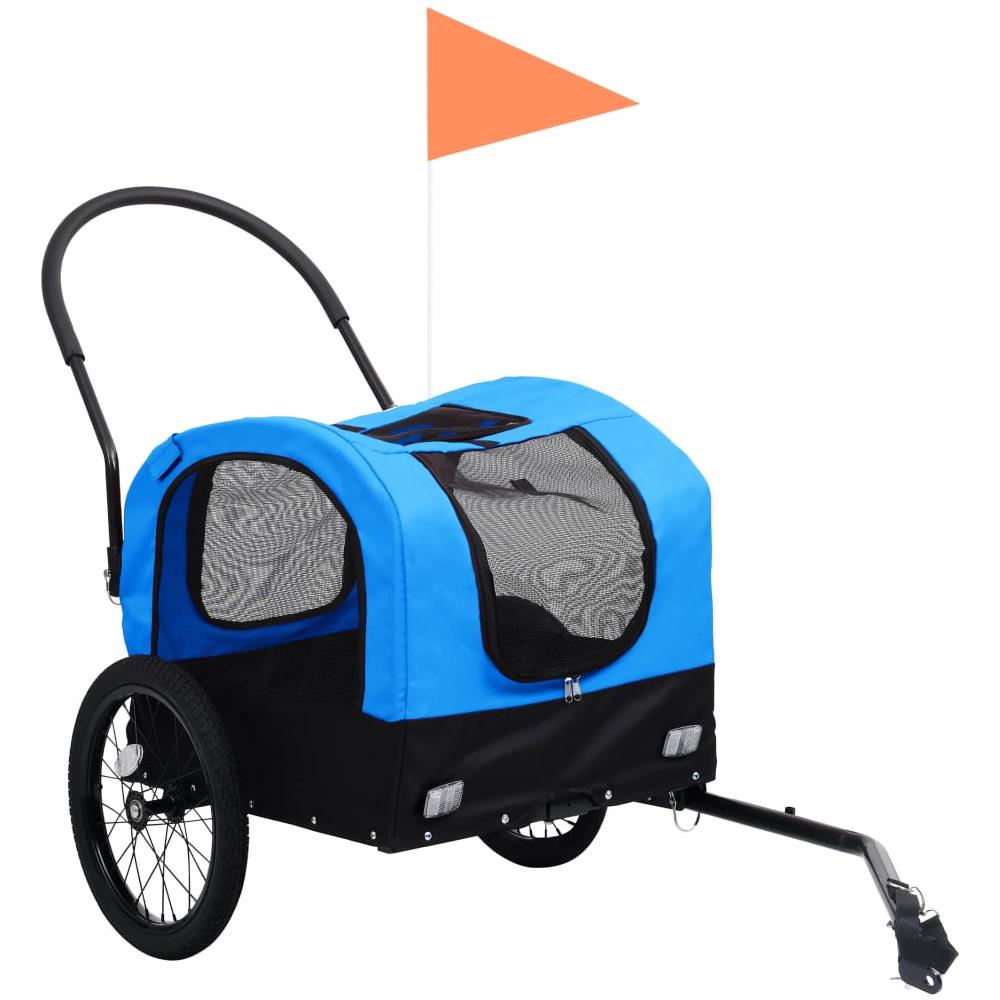 Rimorchio Da Bici Per Animali E Carrello Jogging Blu E Nero - Foto 3