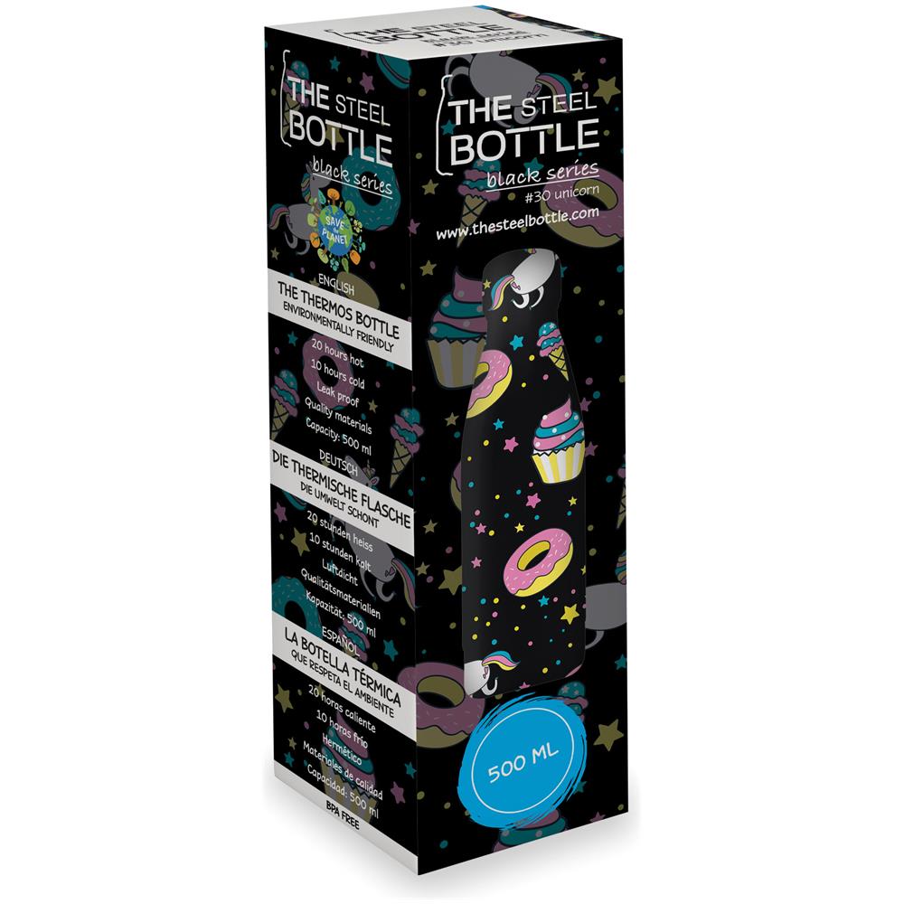 The Steel Bottle - Black Series 500 ml - Unicorn, 500 ml, Uso quotidiano, Multicolore, Stainless steel, Unicorn, 10 h - Foto 2