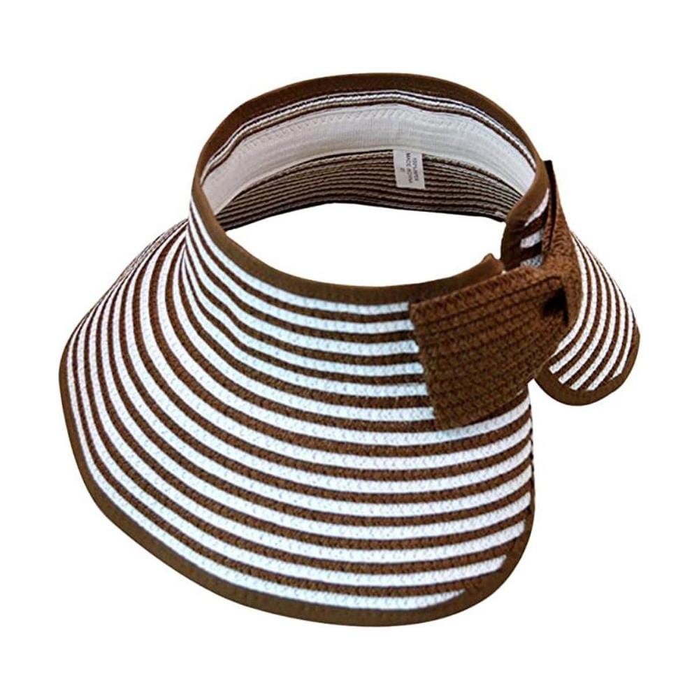 Cappello Di Paglia Con Visiera Parasole (taglia Unica) Marrone / Bianco A Righe - Foto 1