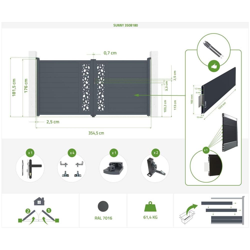 Pack Cancello Battente Sunny 350b180 + Cancello Sunny 100p180 - Foto 8