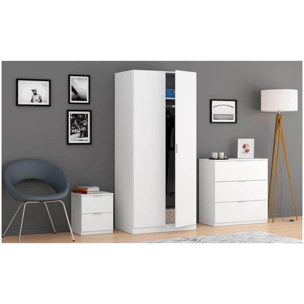 Cassettiera Bridgeport, Settimanale Moderna A 3 Cassetti, Mobile Comò Basso Per Camera Da Letto, Mobile Settimanale, 77x38h80 Cm, Bianco - Foto 4