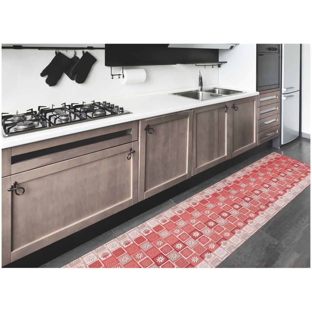 Tappeto Passatoia Tessuto Jacquard Linea Emozioni Dis Floreale Frizzy Rosso 57x280 Rosso - Foto 5