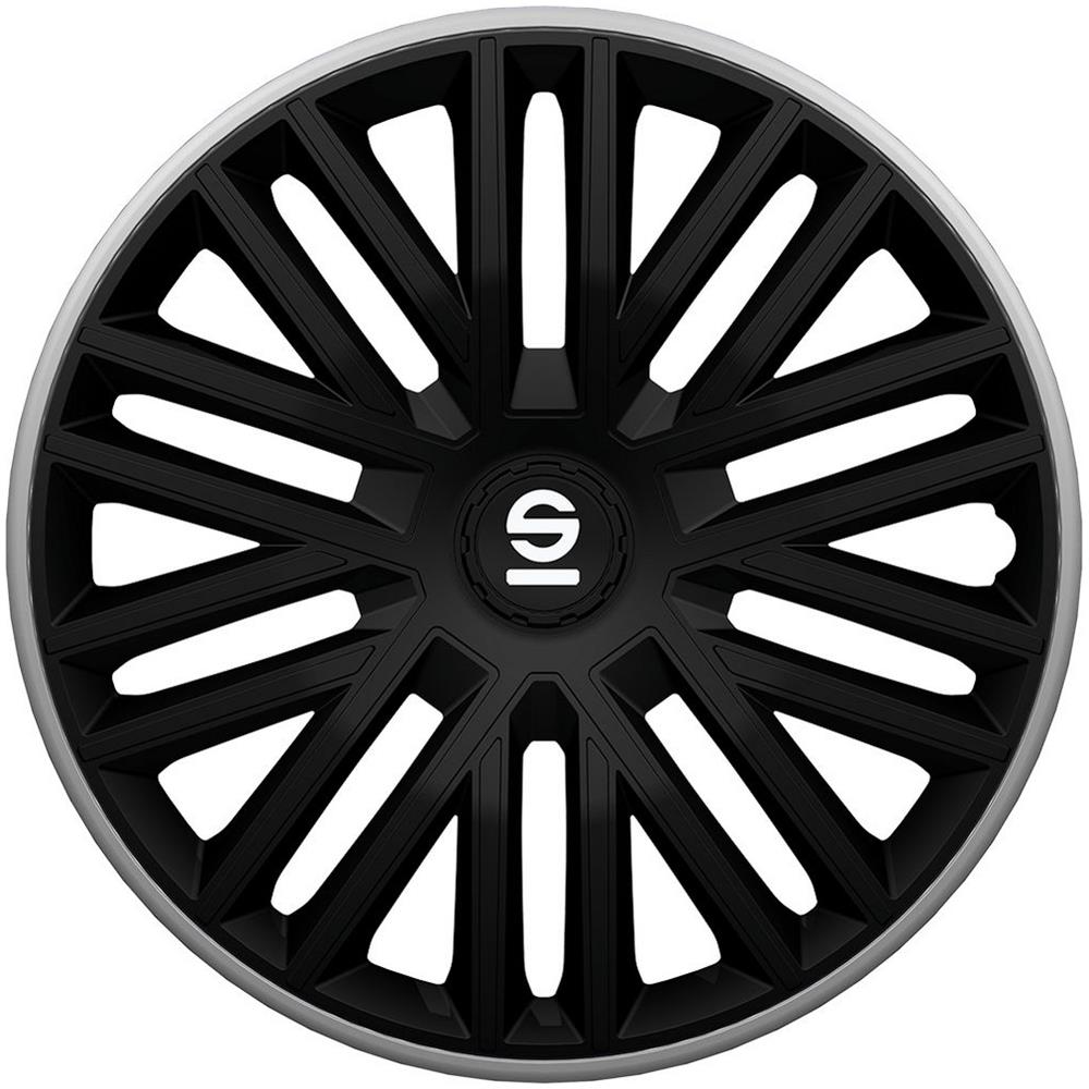 Set 4 Copricerchi 15"" Pollici Copriruota Auto Bergamo Spc1585bkgr Nero Grigio - Foto 1