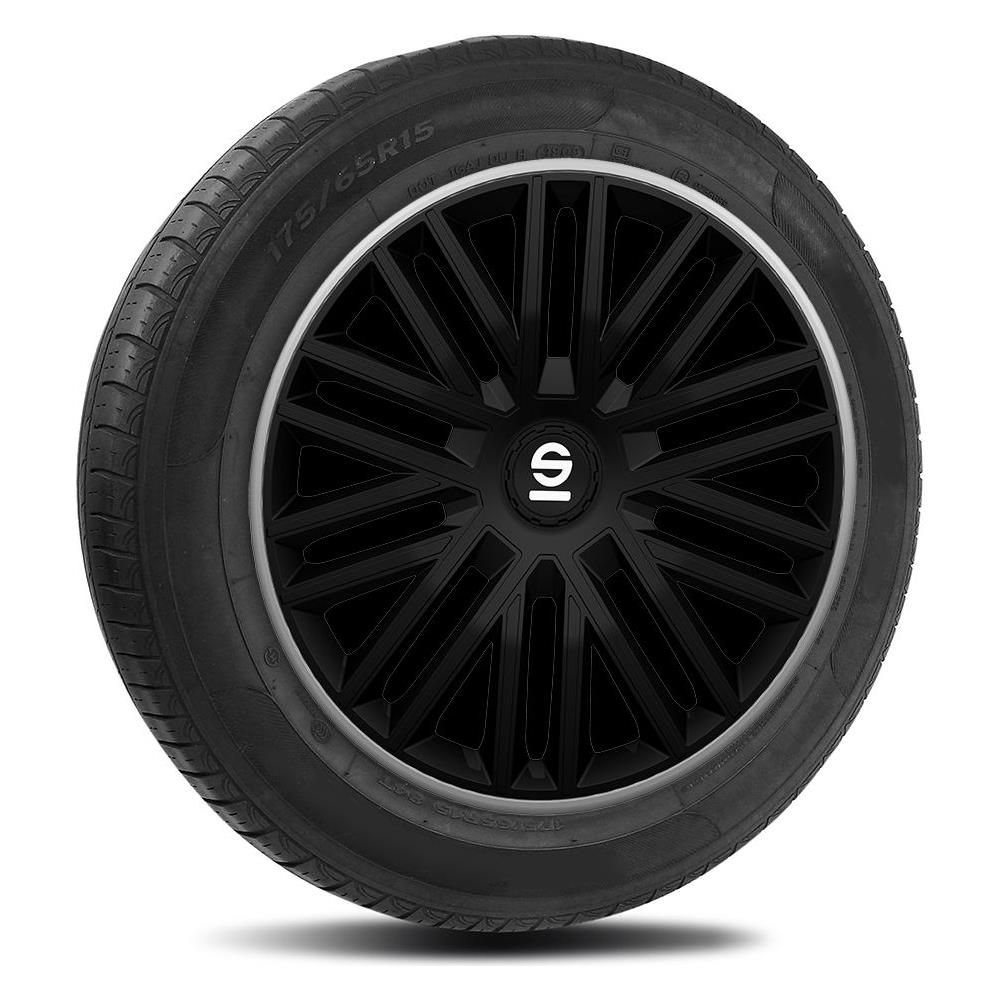 Set 4 Copricerchi 15"" Pollici Copriruota Auto Bergamo Spc1585bkgr Nero Grigio - Foto 2