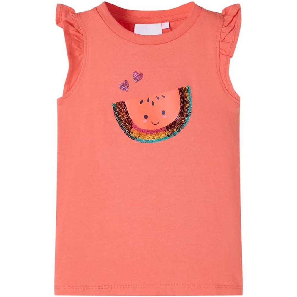 Maglietta da Bambina con Maniche Volant Corallo 92 - Foto 1