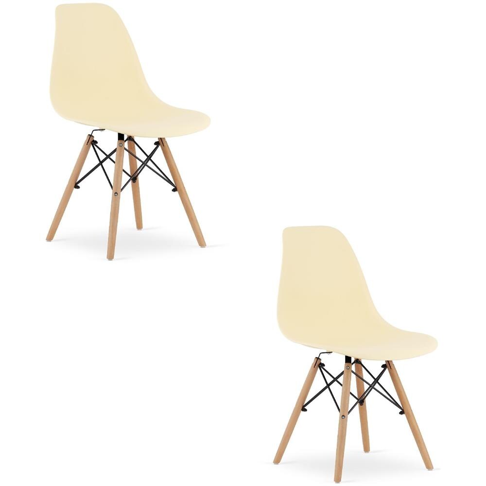 Sedia OSAKA color crema con gambe naturali per soggiorno x2 - Foto 1