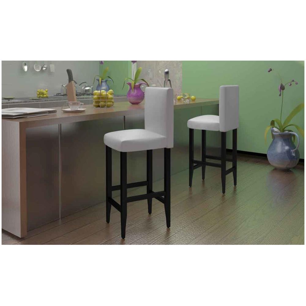 Set Di 4 Sgabelli Da Bar Moderni In Pelle Artificiale Bianca - Foto 2