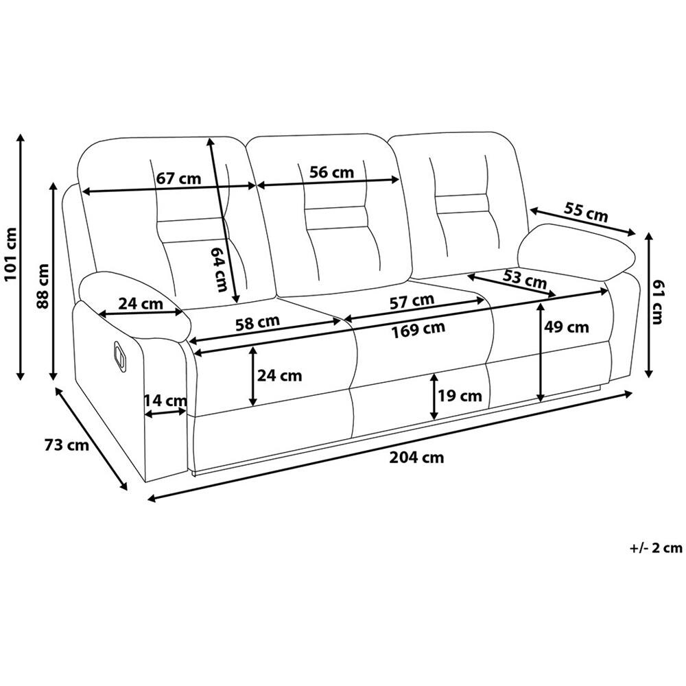 Divano A 3 Posti Reclinabile In Tessuto Grigio Scuro Bergen - Foto 2