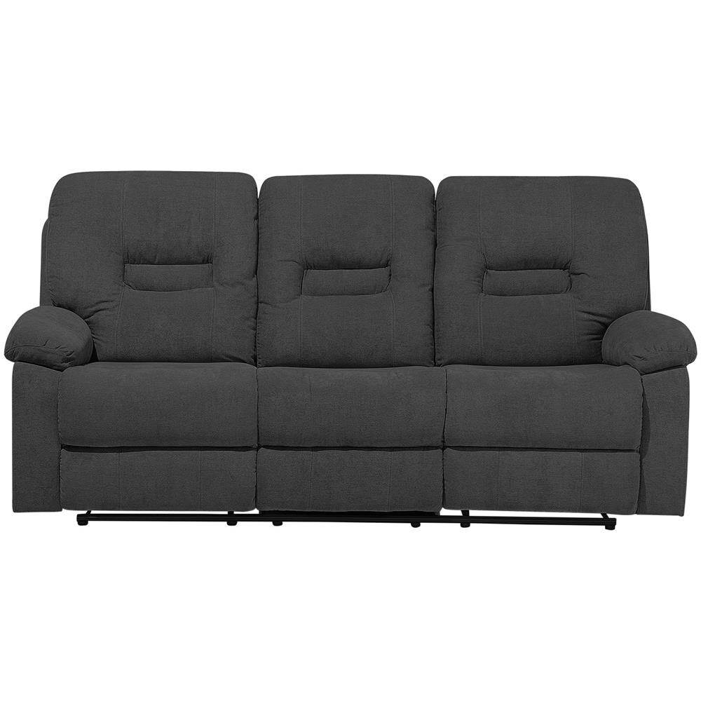 Divano A 3 Posti Reclinabile In Tessuto Grigio Scuro Bergen - Foto 1