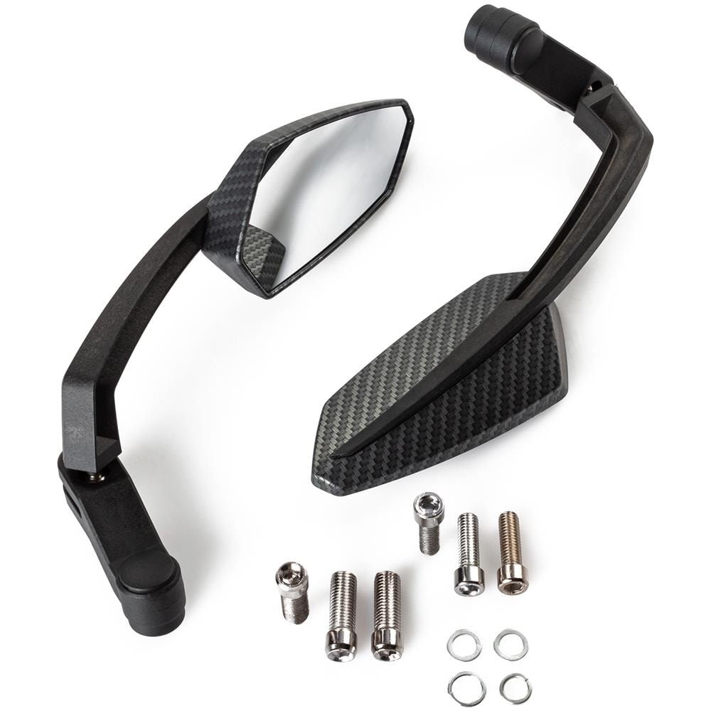 Coppia Specchietti Retrovisori Specchi Moto Scooter Custom Nero Dx+sx - Foto 1