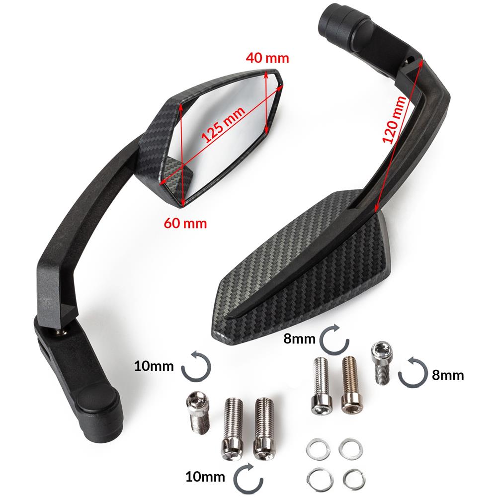 Coppia Specchietti Retrovisori Specchi Moto Scooter Custom Nero Dx+sx - Foto 4