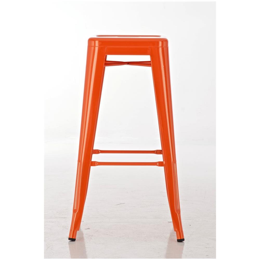 Set 2 Sgabelli Bar Joshua in Metallo I Coppia Sgabelli Industriali Scandinavian Senza Schienale Impilabili I 2 Sgabelli da Bancone H 77 cm Arancione - Foto 1