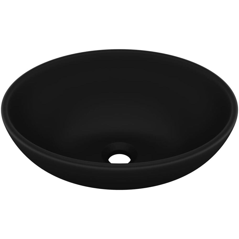 Lavandino Lusso Ovale Nero Opaco 40x33 cm in Ceramica - Foto 1