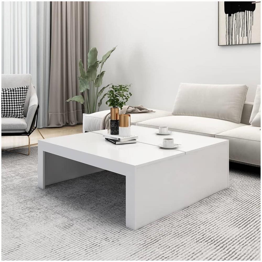 Tavolino da Salotto Bianco 100x100x35 cm Truciolato - Foto 2