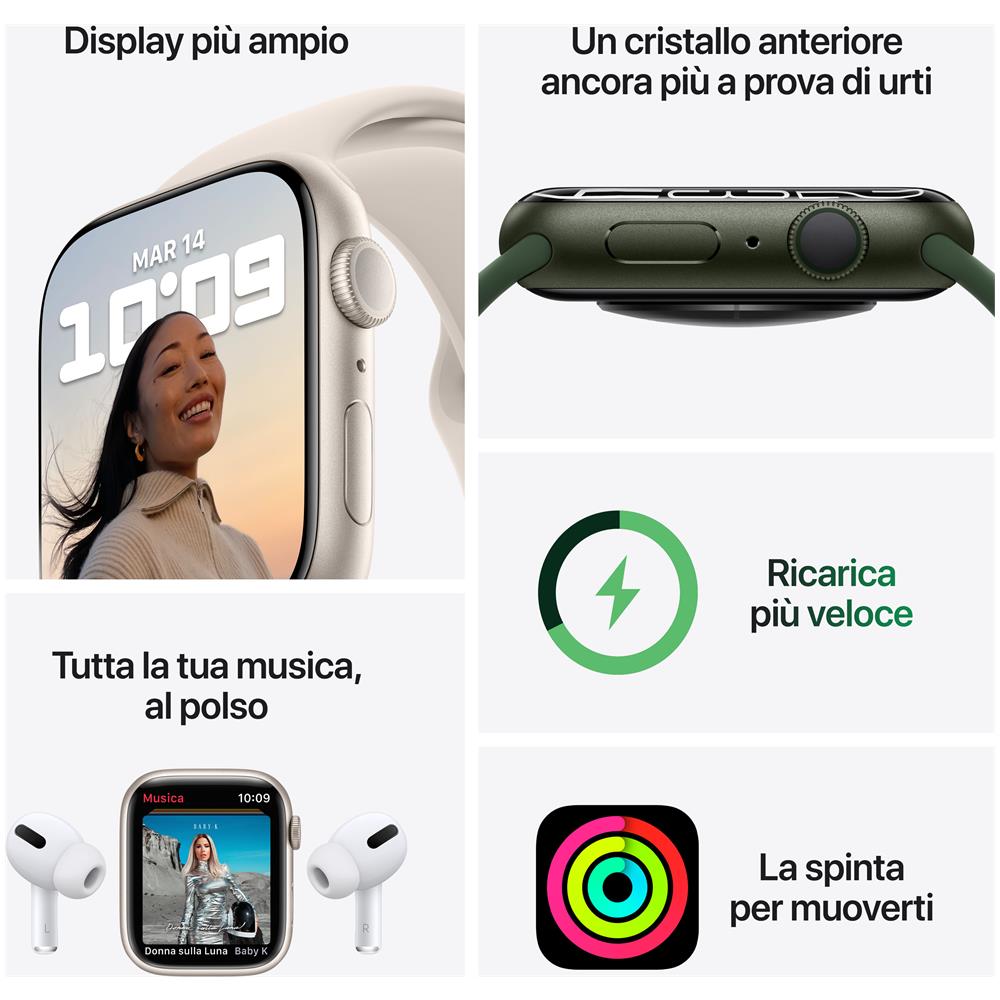 Watch Series 7 GPS, 45mm Cassa in Alluminio con Sport Band Rosso - Foto 8